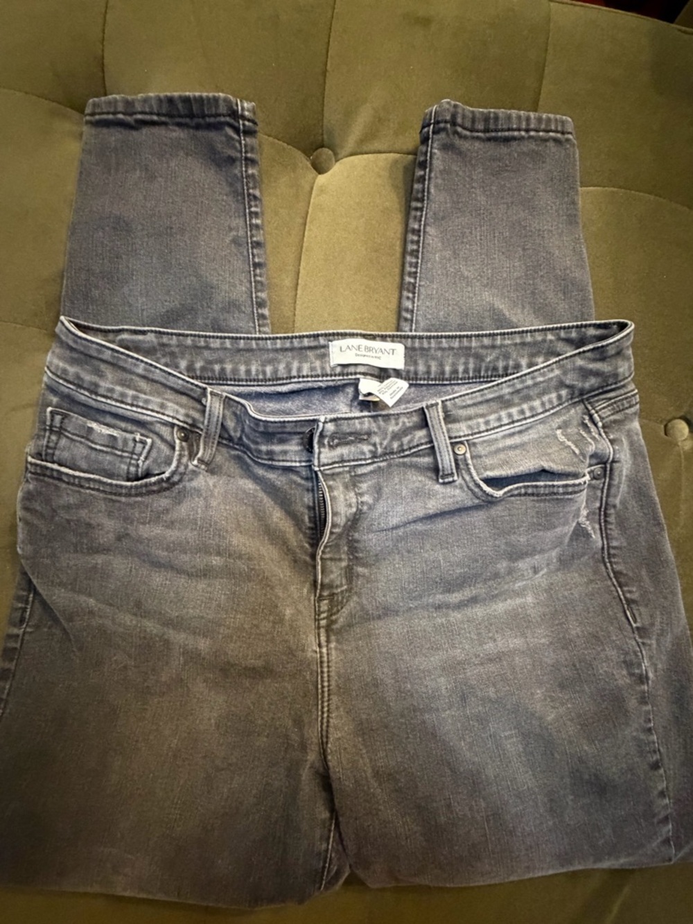 Lane Bryant Women's Gray Skinny Jeans - Washed Denim, Size 16
